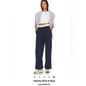 superdown Felicity Wide-Leg Track Pants in Navy Blue